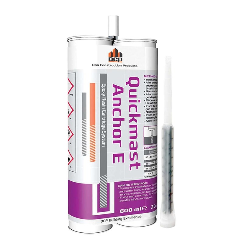 DCP Quickmast Anchor E Concrete Anchoring Epoxy - Two-Part, Dual Cartridge, Fast-Setting Epoxy System for Rebar, Threaded Rods, Crack Repair - Strong Bonding, Durable - 20.2 fl oz. - Image 1